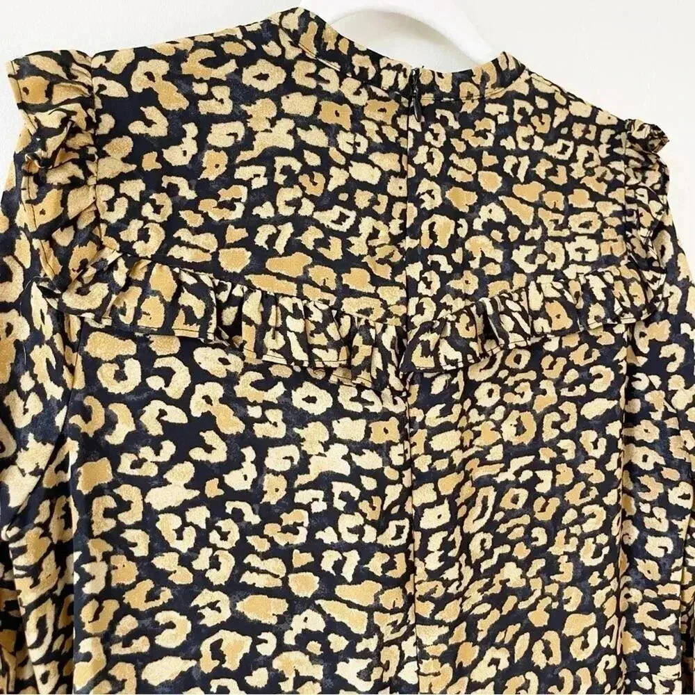 Who What Wear Target Leopard Chiffon Ruffle Dress Size Medium EUC - Picture 11 of 12